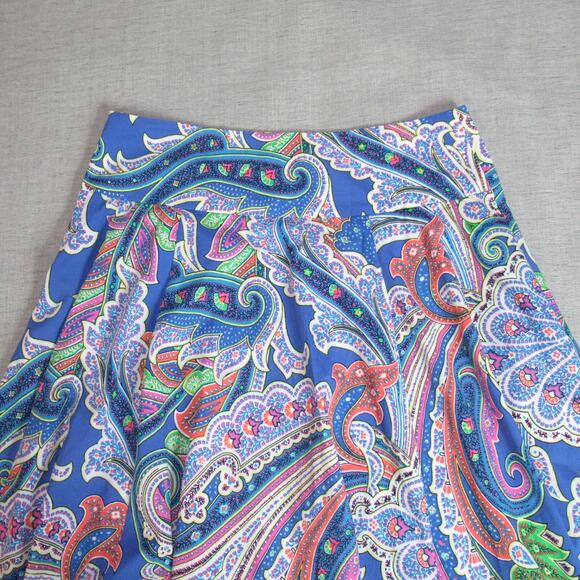 Lauren Ralph Lauren Skirt Women Size 10 Blue Paisley Boho Hipster Midi Rich Girl - Picture 5 of 9